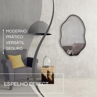 Kit 3 Espelhos Decorativos Orgânicos com Moldura em Couro Preto – Estilo Rústico Elegante para Sala, Quarto e Hall - imagem 4