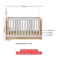 Berço Americano 3 em 1 Conversível em Mini Cama e Sofá - Madeirado/Branco - imagem 3