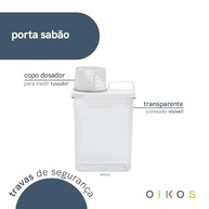Oikos - Porta Sabão em Pó 1,8L com Copo Dosador e Trava | Controle Total na Limpeza - imagem 4