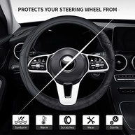 Capa de Volante Universal em Couro Sintético Preto - Conforto e Segurança para Seu Carro - imagem 3