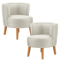 Kit 2 Poltronas Elegantes em Veludo Bege - Conforto e Estilo para Sala de Estar - imagem 2