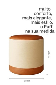 Kit 2 Puffs Redondos Decorativos em Linho e Courino – Estilo e Conforto para sua Casa - imagem 3