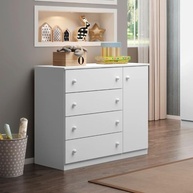Cômoda Infantil Helena 01 Porta e 04 Gavetas em Branco Phoenix - Design Moderno e Seguro - imagem 3