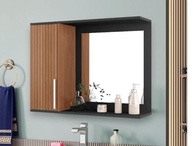 Armário Espelheira para Banheiro Space com Porta – Design Moderno em Preto Ripado - imagem 2