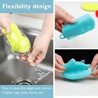 Esponja de Silicone em Forma de Gato - Azul (Pacote com 2) | Multiuso para Cozinha, Banheiro e Maquiagem | Segura, Sustentável e Livre de BPA - imagem 3