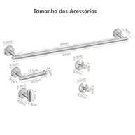 LUMAI Kit 5 Acessórios para Banheiro em Aço Inoxidável Fosco - Toalheiro, Suporte Papel Higiênico e Ganchos - imagem 4