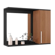 Armário Espelheira para Banheiro Space com Porta – Design Moderno em Preto Ripado - imagem 4