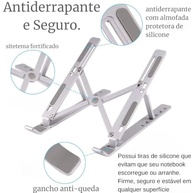 Suporte Ergonômico Premium para Notebook e Tablet em Alumínio Dobrável | Ajustável 6 Ângulos | Portátil c/ Estojo - imagem 3