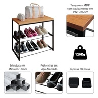 Sapateira Industrial com Banco e 2 Prateleiras em Aço - Organize seu Espaço com Estilo - imagem 5