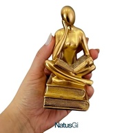 Estátua Decorativa Leitor Pensador em Resina Dourada - Inspire Cultura e Estilo em Casa ou Escritório - imagem 4