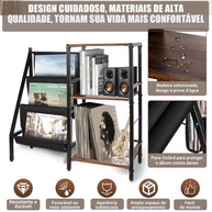 Estante para Vinil com Bolsa de Armazenamento em Tecido Oxford – Suporte 3 Níveis para Toca-Discos com Design Vintage - imagem 5