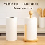 Porta Papel Toalha em Bambu Premium - Suporte Sustentável Moderno para Cozinha - imagem 5