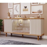 Buffet Aparador 4 Portas com Vidro Temperado Janice - Design Moderno em MDF 100% - imagem 3