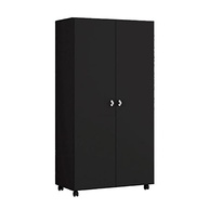 Armário Multiuso Ditália AR-70 2 Portas com Rodízios – Design Moderno e Versátil em Preto Fosco - imagem 4