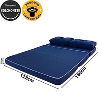 Puff Colchonete Dobrável 3 em 1 com Travesseiros - Sofá Cama Confortável em Espuma D33 - imagem 3