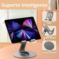Suporte de Celular e Tablet em Alumínio Premium: Rotação 360°, Ajustável e Dobrável - imagem 3
