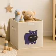 Caixa Organizadora Infantil com Tampa - Design Animal Box em Linho Resistente - imagem 2