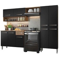 Cozinha Compacta Madesa Emilly Pop com Armário e Balcão – Design Moderno Rustic/Preto - imagem 4