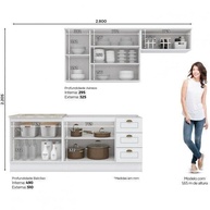 Cozinha Compacta Emily Henn 4 Peças com Balcão e Aéreo Branco Moderno - imagem 2