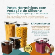 Conjunto 5 Potes Herméticos Organizadores de Alimentos - BPA Free, Empilháveis, para Cozinha e Armazenamento - imagem 4