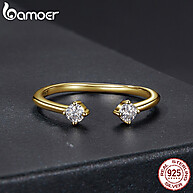 Anel Bamoer 925 com Moissanita Dourada – Elegância que Encanta - imagem 2