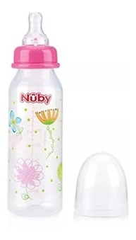Mamadeira Estampada com Bico Normal 240ml Rosa - Design Encantador para Bebês - imagem 1