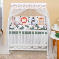 Kit Berço 12 Peças com Saia e Protetor Safari Zoo - Decoração Encantadora para Quarto de Bebê - imagem 1