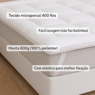 Pillow Top Casal 200 Fios Micropercal - Extra Macio com Enchimento Grosso 600g/m², Antipilling e Faixas Elásticas - imagem 5