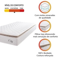 Colchão Solteiro Molas Ensacadas City Pillow Top 88x188x23cm - Conforto Premium com Até 110kg de Suporte - imagem 4