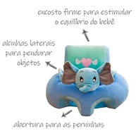 Assento para Bebê Elefante Azul - Almofada de Apoio Ergonômica com Suporte à Postura - imagem 5