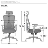 Cadeira de Escritório Ergonômica Maya DT3 com Encosto Mesh e Tecido | NR-17, Apoio de Cabeça 2D, Braços 3D e Até 136kg - imagem 4