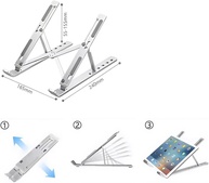 Suporte para Notebook em Alumínio Dobrável e Ajustável Ergonômico | Altura Regulável para Laptops 10" a 17" e Celulares - imagem 3