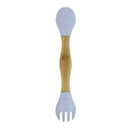 CLINGO Talher Duplo de Bambu e Silicone Azul - Seguro, Ergonômico e Antimicrobiano para Bebês - imagem 3