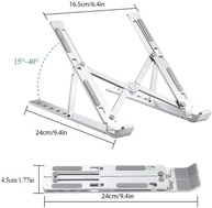 Suporte para Notebook em Alumínio Dobrável e Ajustável Ergonômico | Altura Regulável para Laptops 10" a 17" e Celulares - imagem 4
