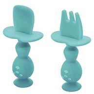 KaBaby Primeiros Talheres de Silicone Azul - Seguros, Ergonômicos e Livres de BPA - imagem 2