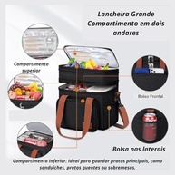 Bolsa Térmica Grande Premium com Dois Compartimentos - Ideal para Marmita, Escola e Trabalho - imagem 4