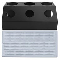 Escorredor de Garrafas Premium com Almofada de Drenagem - 3 Furos em Alumínio e Silicone (Preto) - imagem 1