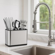 Escorredor Porta Talheres Inox Premium com Drenagem - 4 Divisórias e Design Compacto - imagem 3