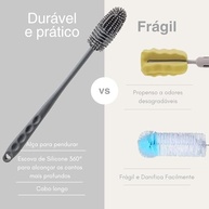 Escova de Silicone 360° para Lavar Garrafas, Mamadeiras e Copos - Cerdas Flexíveis e Cabo Ergonômico - imagem 4