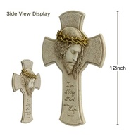 Cruz de Parede de Jesus com Coroa de Espinhos 30,5 cm - Decoração Religiosa com Escritura João 14:6 - imagem 4