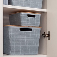 Oikos - Caixa Organizadora 18L com Tampa de Bambu Azul - Espaço Otimizado e Estilo Moderno - imagem 3