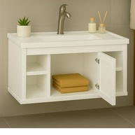 Conjunto Gabinete Cuba E Espelheira Para Banheiro Completo Com Nichos Porta Espelho Branco Moderno - imagem 5