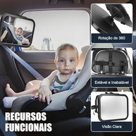 Espelho Retrovisor 360° para Banco Traseiro de Carro - Visão Clara e Segura - imagem 4