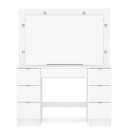 Penteadeira Camarim França com Espelho e 7 Gavetas – Design Sofisticado em Branco Politorno - imagem 5