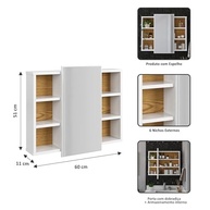 Espelheira para Banheiro com Nichos e Armário Aéreo com Espelho – Organize seu Espaço com Estilo (Branco/Nature) - imagem 3