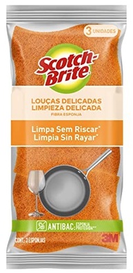 Scotch-Brite 3M Esponja para Louças Delicadas - 3 Unidades Laranja | Limpeza sem Arranhões - imagem 2