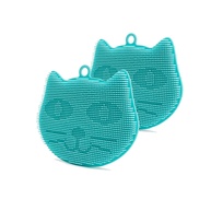 Esponja de Silicone em Forma de Gato - Azul (Pacote com 2) | Multiuso para Cozinha, Banheiro e Maquiagem | Segura, Sustentável e Livre de BPA - imagem 1