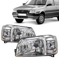 Par de Faróis Fiat Uno Mille Fire 04-13 Cromado - Direito e Esquerdo - imagem 1