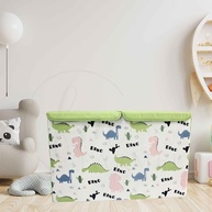 Baú de Brinquedos Estampado 60x40 cm | Caixa Organizadora Montável para Quarto Infantil (Verde) - imagem 3
