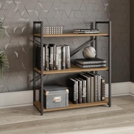 Estante Baixa Kappesberg 3 Prateleiras Estilo Industrial em Madeira e Metal – Design Moderno 85x72cm - imagem 2